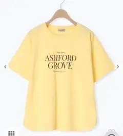 サマンサモスモス　【接触冷感】ロゴプリントTシャツ　イエロー　黄色　夏　ブラウンのサムネイル