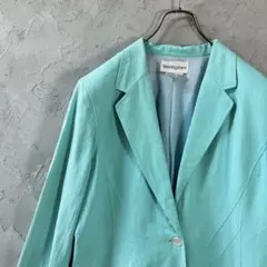 ヴィンテージ　テーラードジャケット　シンプル　貝ボタン　リネン　シルク　LO18