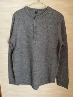 UNIQLO ワッフルヘンリーネックT 長袖　S グレー