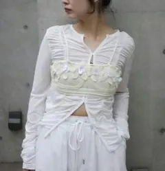 エンノイム　カーディガン Shirring Cut Cardigan ホワイト