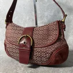 COACH Soho Suede Canvas Shoulder Bag Red