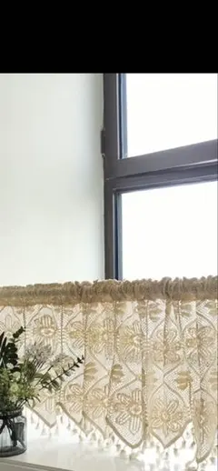 カフェカーテン【ナンナン様オーダー品 花柄刺繍トルコレース