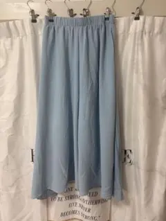 ライトブルー ワイドパンツ ガウチョパンツ