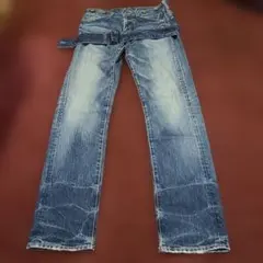 ジョンブル加工デニムジッパーフライサスペンダーボタン