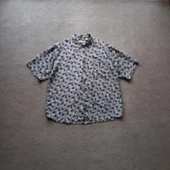 ヴィンテージシルク100%半袖総柄シャツXL ペイズリー ジオメトリック 90s