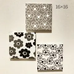 No.3584ファブリックパネル3枚組 花flowerフラワー　モノトーン系
