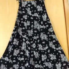 花柄フレアスカート 黒