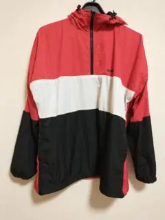 カラーブロック ナイロンジャケット フード付き