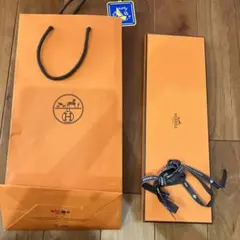 HERMES オレンジ ショップ袋　ネクタイ　箱