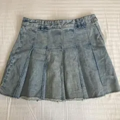 GU デニムローウエストプリーツミニスカート