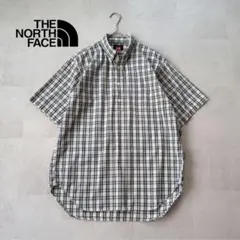 THE NORTH FACE チェック柄 半袖シャツ プルオーバー　ネイビー　Mのサムネイル