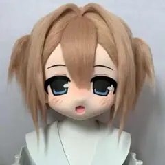 ちびキャラ 風 kigurumi 全頭マスク 茶髪ツインテール ドール顔 現品