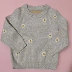 グレー 花柄　ニットセーター 18-24m