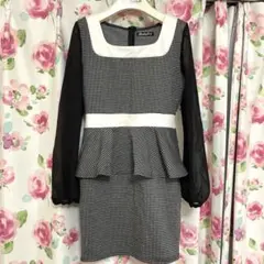 レディース ペプラム ひざ上ワンピース チェック ギャル 大人かわいい OL ♡