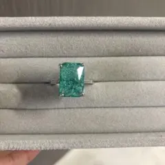宝石リング　人工パライバトルマリンエメラルドグリーンリング エメラルド　7号