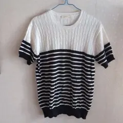 BACK NUMBER ストライプニットセーター M