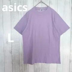 アシックス　半袖Tシャツ【L】紫　ワンポイント刺繍　シンプル　爽やか　スポーツ