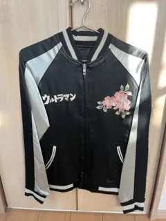 花旅楽団 スカジャン L 花旅楽団[ﾊﾅﾀﾋﾞｶﾞｸﾀﾞﾝ] 桜金魚 刺繍 リバーシブル 和柄 スカジャン