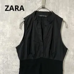 ZARA ノースリーブ　ドッキングシャツ　ワンピース　綺麗め　上品　シンプル