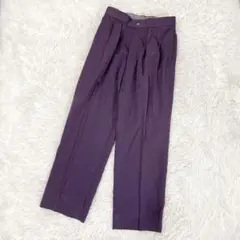 テーパードパンツ スラックス パープル M タック入り ハイウエスト 3594