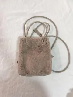 フェイクファー ショルダーバッグ ベージュ