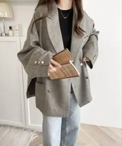 サイド スリット オーバーサイズ ダブルジャケット（ユニセックス）