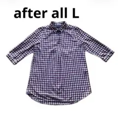 After All ボルドー　チェック柄 チュニック 七分袖　L