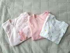 女の子用　肌着 うさぎプリント ピンク　フルーツ柄　長袖シャツ3枚セット