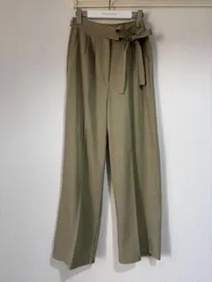 ハイウエスト ワイドストレートパンツ オリーブ