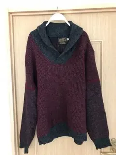 80s 90s shawl collar knit sweater