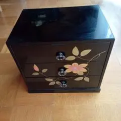 萩にうずら 会津塗 漆器 黒塗り 木製 3段引き出し - メルカリ