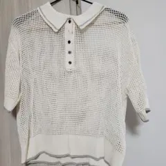 earth music&ecologyホワイトメッシュポロシャツ 半袖