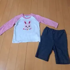 MIKI HOUSE ウサギ刺繍 長袖Tシャツとパンツセット フリー70-80