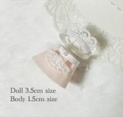 【497】ミニチュアドール服 メイド服 ピンク リボン 赤ちゃん ハンドメイド