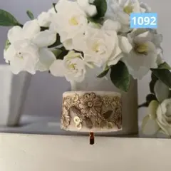 New✨インド刺繍リボン　ポニーフック　ライトブラウン　ベージュ　ワントーン