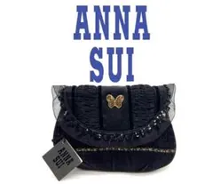 【未使用品】ANNA SUI アナスイ コスメポーチ ポーチ 黒金 スパンコール