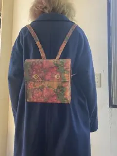 リュック バックパック レトロなプリントレザー イエロー系 - メルカリ
