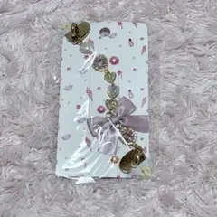 ハート リボン スマホチェーン 携帯ケース ピンク