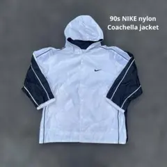 90s NIKE ナイロンジャケット コーチ 白 黒 M