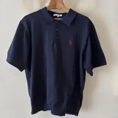 【U.S. POLO ASSN.】ニットポロシャツ　ネイビー　ユニセックス　M