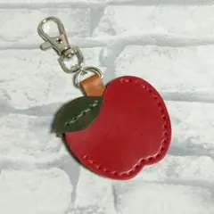 りんご レザー コインケース キーホルダー　ハンドメイド