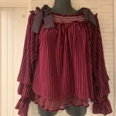 axes femme ベロア トップス M ワインレッド リボン フリル 長袖のサムネイル