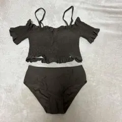 リブ　オフショル水着 Sサイズ　ブラウン　 即日発送可能　即購入OK