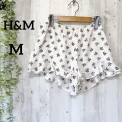 エイチアンドエム 花柄 ショートパンツ フリル M 白 ポリエステル 部屋着のサムネイル