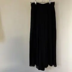 ユニクロ シフォンプリーツパンツ 黒 ワイド ガウチョ春夏秋 L