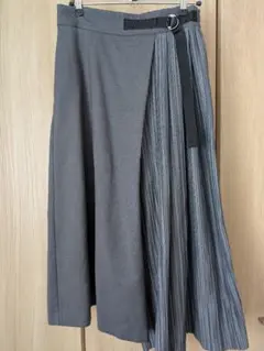 グレー デザインワイドパンツ ベルト付き(La SRIC)