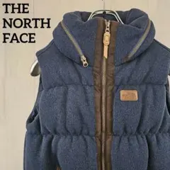ノースフェイス☆ダウンベスト ネイビー 収納フードあり M レディース 0154