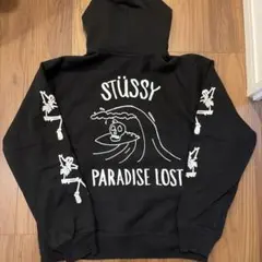 STUSSY パーカー スカル　ブラック