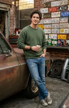 90s チャンピオン　RIBBED FLEECE リブスウェット　L　グリーン