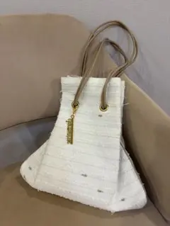 charmant sac ツイード 巾着 トートバッグ ピンクイエローホワイト 